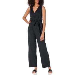 👗 The Drop M Sleeveless Wrap Jumpsuit Black Stretch Knit @caralynmirand